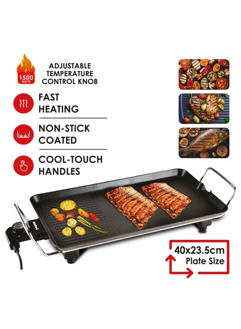 Sanford Indoor Non Stick Electric Grill, Fast Heating, Adjustable Temperature, Cool Touch Handles, 1500W SF5967BBQ BS - Black